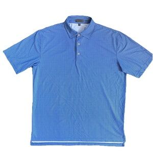 Peter Millar Summer Comfort Golf Polo Men’s Shirt Blue White Check XL